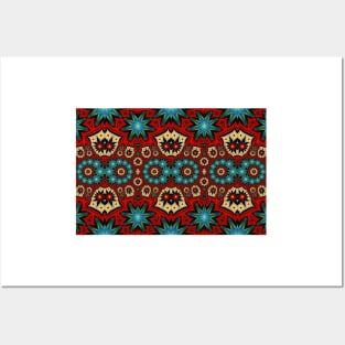 Abstract Ethnic Flower Pattern Posters and Art